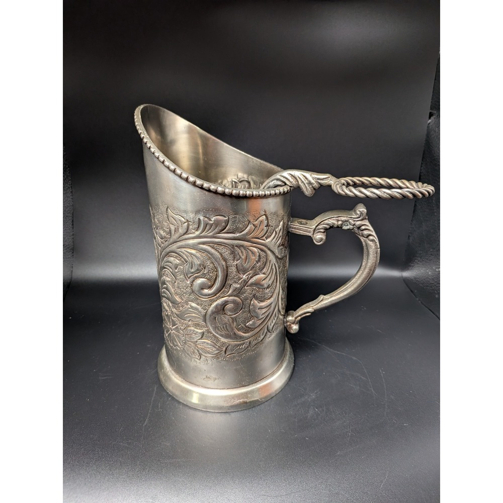 Vintage Pewter Metal Wine Cooler or Pitcher with Stirring Stick 8 1/2"